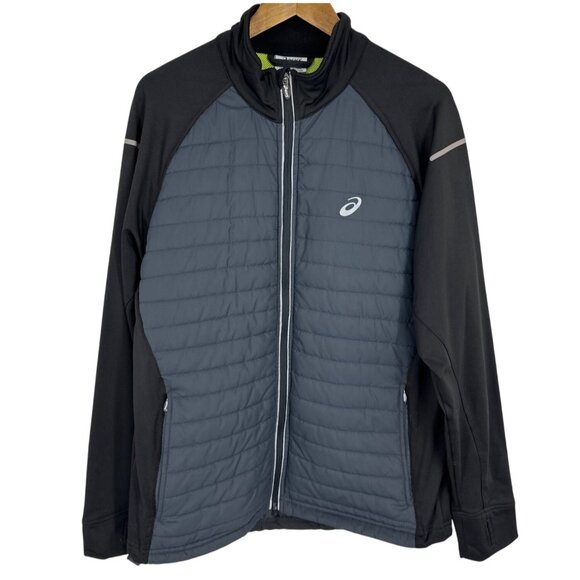 Asics Mens Full-Zip Quilted Jacket With Reflective Details Lightweight Size L - Picture 1 of 16